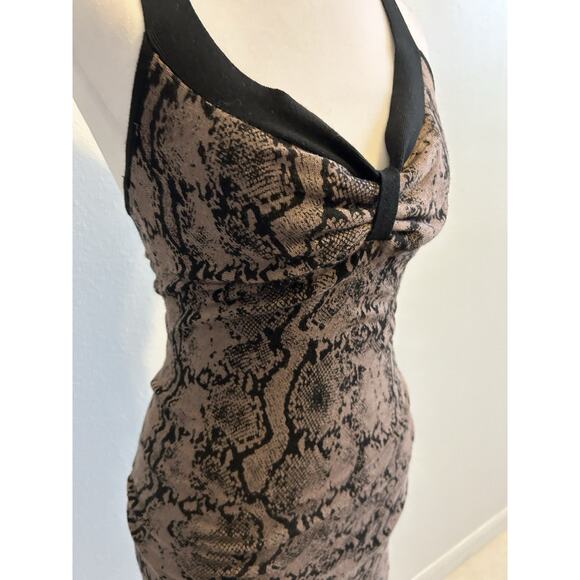 90s Halter Dress GUESS Animal Print Snakeskin Lace Up Sexy Bodycon Vintage Y2K S - Picture 7 of 12